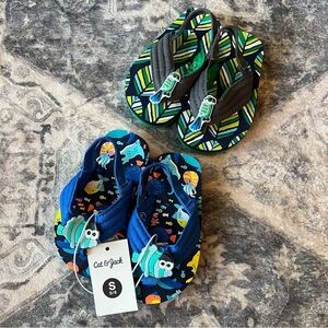 Cat & Jack Kids Flip Flops with Stripes and Sea Creatures